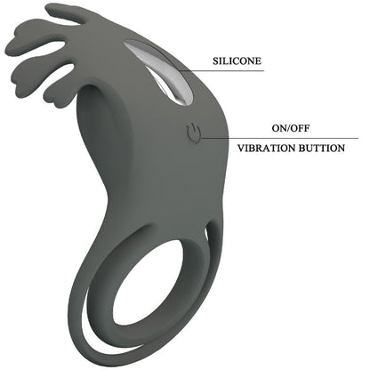 Comprar Pretty Love Ruben Doble Anillo Vibrador Con Estimulador Gris – Diseño Ergonómico Para Mayor Comodidad-Noxtic
