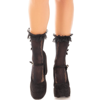 Comprar Leg Avenue Medias Tobilleras Con Volantes Negro – Elegancia Y Estilo Para Tu Vestuario-Noxtic
