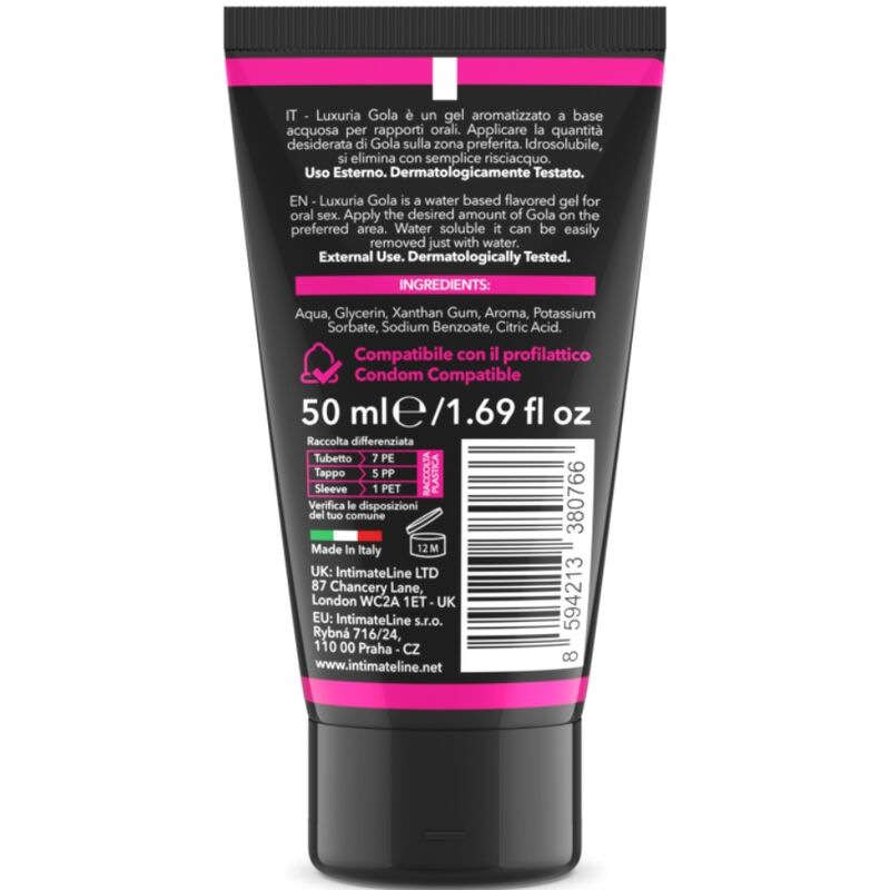 Comprar IntimateLine Luxuria Gola Gel Oral Cereza 50 Ml – Gel Comestible Con Aroma A Cereza Para Placer Sensorial-Noxtic