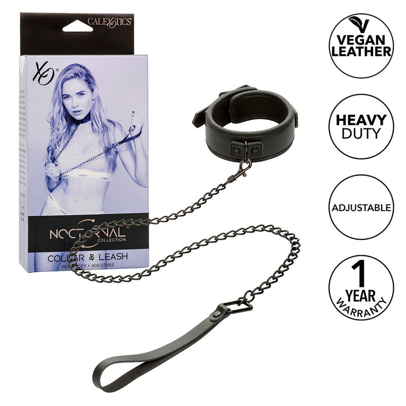 Comprar CALEXOTICS Collar Y Correa Cuero Ajustable Negro – Diseño Elegante Para Exploración Sensorial-Noxtic
