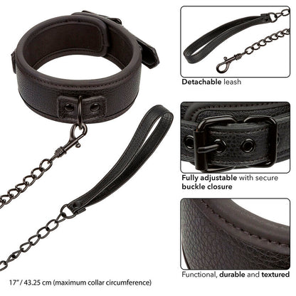 Comprar CALEXOTICS Collar Y Correa Cuero Ajustable Negro – Diseño Elegante Para Exploración Sensorial-Noxtic