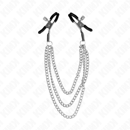 Comprar KINK Pinzas Para Pezones Con Triple Cadena Plateado – Estimulación Sensual Con Diseño Elegante-Noxtic