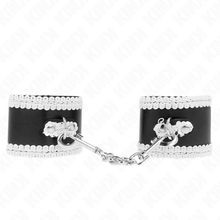 KINK - BLACK WRISTBANDS WITH ADJUSTABLE WHITE DECORATIVE LACE 20-23 CM X 5.5 CM