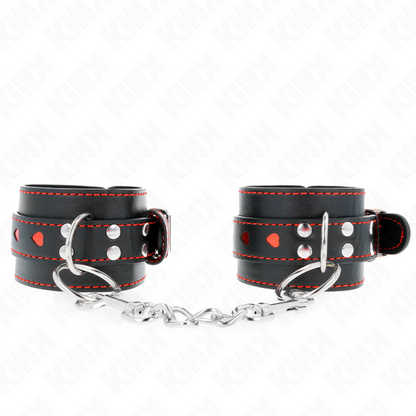 Comprar KINK Muñequeras Negras Con Incrustación De Corazón Rojo – Diseño Elegante Y Ajuste Confortable Para Exploración Sensual-Noxtic