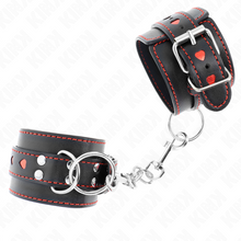 KINK - BLACK WRISTBANDS WITH RED HEART INSERT ADJUSTABLE 21-28 CM X 5.5 CM