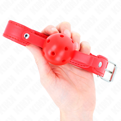 Comprar KINK Mordaza De Bola Transpirable Roja – Diseño Cómodo Para Exploración Sensual-Noxtic