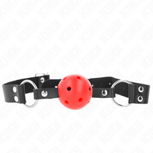 KINK - BREATHABLE BALL GAG 4 CM WITH RED DOUBLE RIVET 62 x 2.5 CM ADJUSTABLE 42-58 CM