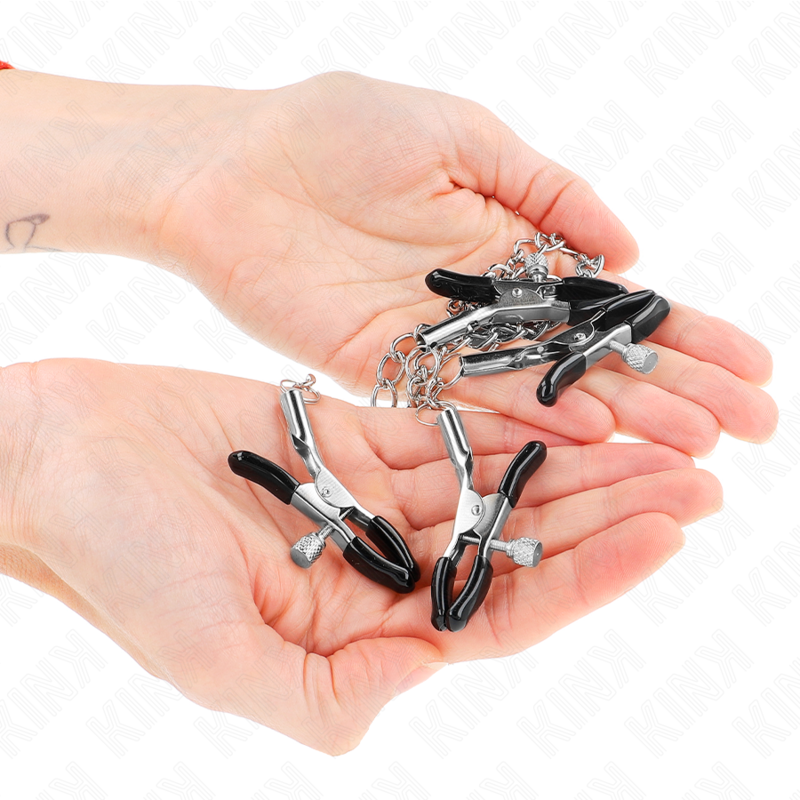 KINK - NIPPLE AND CLITORIS CLAMPS 4 ADJUSTABLE SILVER HOOKS