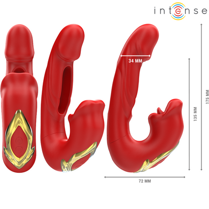 INTENSE - NATHY DOUBLE VIBRATOR WITH MULTIFUNCTIONAL STIMULATING MOUTH RED
