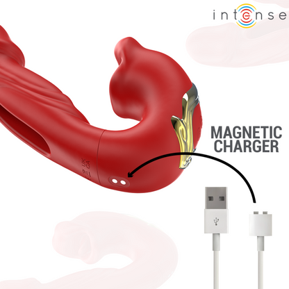 INTENSE - NATHY DOUBLE VIBRATOR WITH MULTIFUNCTIONAL STIMULATING MOUTH RED