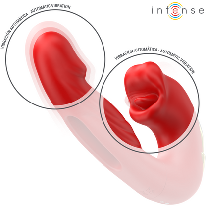 INTENSE - NATHY DOUBLE VIBRATOR WITH MULTIFUNCTIONAL STIMULATING MOUTH RED