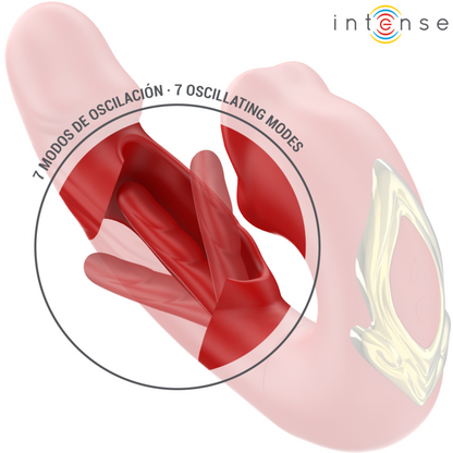 INTENSE - NATHY DOUBLE VIBRATOR WITH MULTIFUNCTIONAL STIMULATING MOUTH RED
