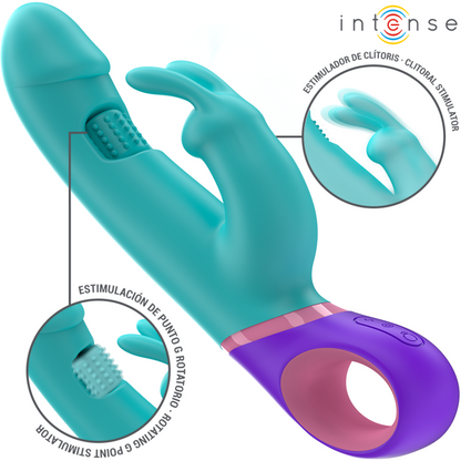 Comprar INTENSE Mónica Vibrador Rabbit Azul – Diseño Ergonómico Con Estimulador Rotatorio Para Placer Total-Noxtic