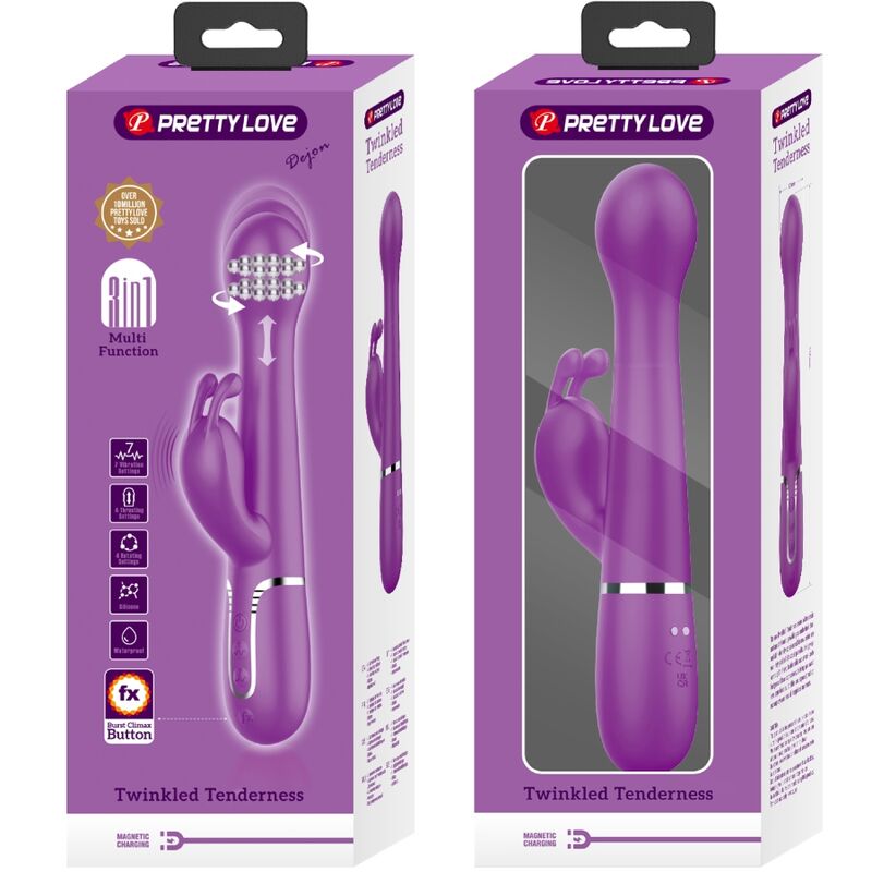 Comprar Pretty Love Dejon Vibrador Rabbit Multifunción Morado – Diseño Ergonómico Con Tres Funciones Para Placer Versátil-Noxtic