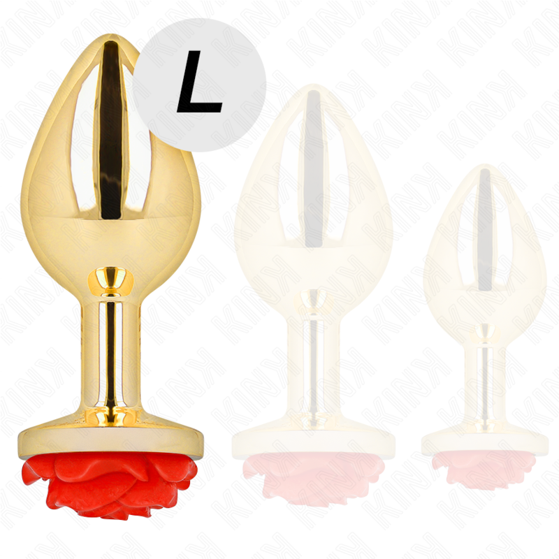 KINK - GOLD ANAL PLUG RED ROSE SIZE L