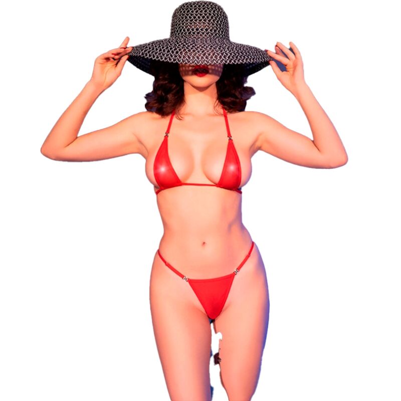 Comprar Chilirose CR 4840 Micro Bikini Rojo S/M – Bikini Elegante Con Tul Brillante Para Comodidad Sensual-Noxtic