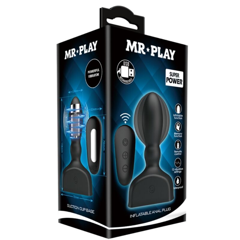 Comprar MR PLAY Plug Anal Hinchable Negro – Control Remoto Con Función Inflable Para Placer Personalizado-Noxtic