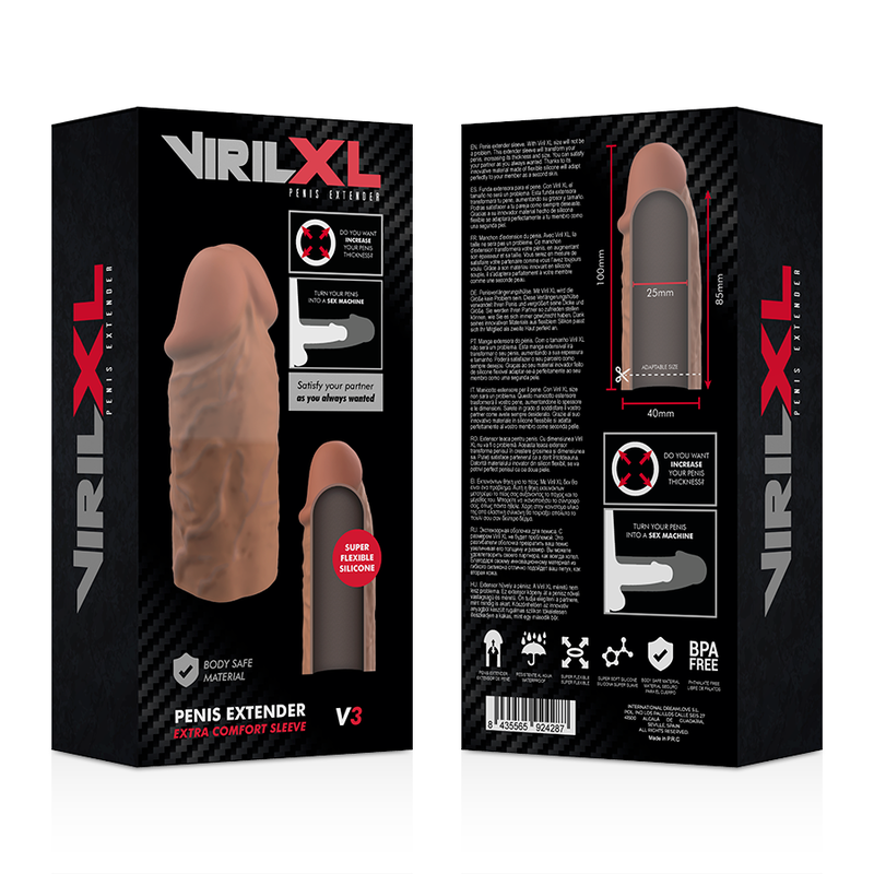 Comprar VIRILXL Extensión Liquid Silicone V3 Marrón – Aumento de Grosor Para Placer Compartido-Noxtic