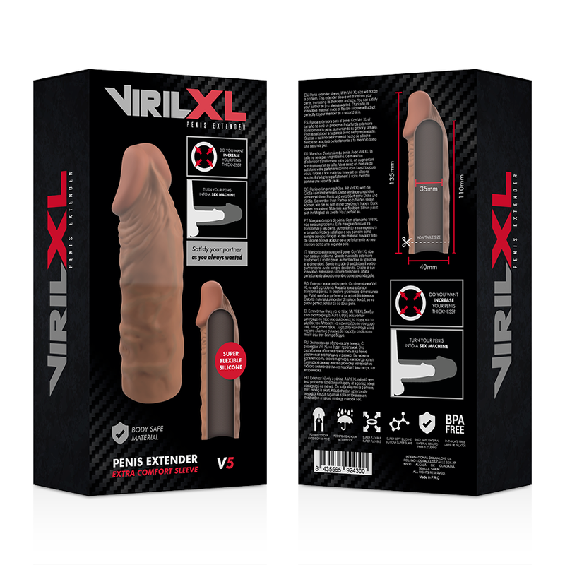 Comprar VIRILXL Extensión Liquid Silicone V5 Marrón – Aumento De Grosor Y Longitud Para Mayor Placer-Noxtic
