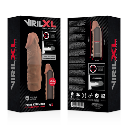 Comprar VIRILXL Extensión Liquid Silicone V5 Marrón – Aumento De Grosor Y Longitud Para Mayor Placer-Noxtic